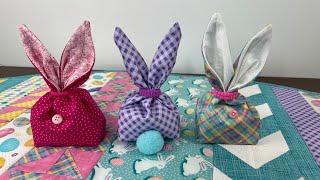 Adorable EASTER BUNNY TREAT BAG Tutorial!  Easy, fast, & Fun!  3 1/2" wide, 2 1/2" deep and 7" tall.