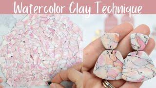 WATERCOLOR POLYMER CLAY EARRINGS TUTORIAL |  POLYMER CLAY MIXED MEDIA WATERCOLOR TECHNIQUE 2021