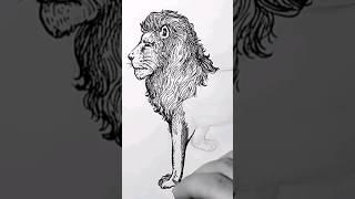 Drawing LION | Easy Line Art Idea! #lineart