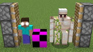 x100 iron golems and STEVE and x300 error block combined in minecraft