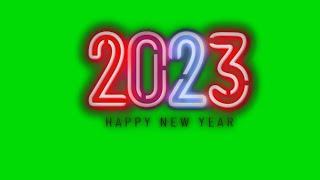 Happy New Year 2023 Neon Lighting Effect Green Screen - Chroma key video HD