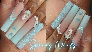 MINT BLUE SPRING NAILS  | 3D FLOWERS