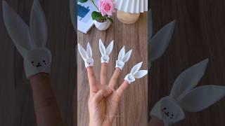 Tissue Paper Rabbit DIY Kids Craft Tissue Paper Craft Finger Bunny Caps rabbit making ideas #shorts