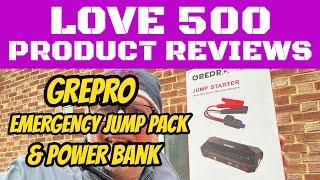 GREPRO EMERGENCY JUMP PACK ENGINE STARTER & POWER BANK REVIEW - 3000amp 12V #grepro #jumppack