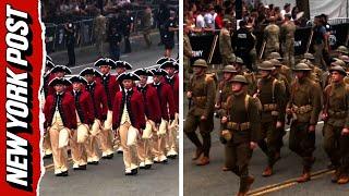 Honoring America’s military past: soldiers march in historic uniforms at Trump parade
