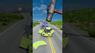 Tiny to bigger car vs Giant hammer #beamngdrive #shorts #automobile