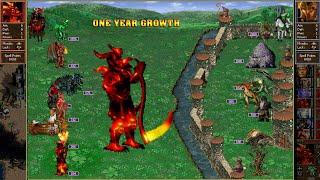 Heroes 3 COMBAT One year growth Plane of Earth was attacked by Inferno