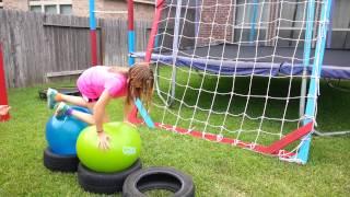 Annelise's American Ninja Warrior course for kids diy backyard