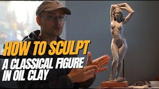 Classical female figure sculpture in oil clay timelapse