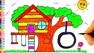 Ağaç Ev Çizimi - Ağaç Ev Nasıl Çizilir? - How To Draw a Tree House - Kolay Ağaç Ev Çizimi