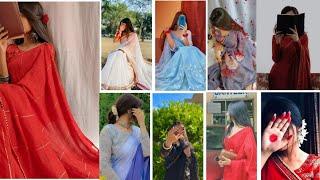 Awesome photo pose in saree || girls top hidden face pose in saree||dp photo@Fashionwithmalika