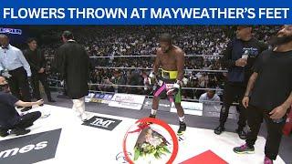 Floyd Mayweather: Flowers thrown at boxing legend’s feet before win vs Mikuru Asakura