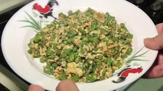 Stirfry long beans with eggs 长豆炒蛋