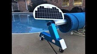 Automatic, remote controlled, battery powered solar blanket cover pool reel roller - on wheels