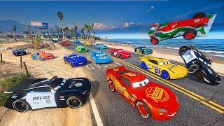 Street Race Cars Lightning McQueen VS Police Cars Chase & Friends Cruz Ramirez Storm - Hot pursuit