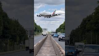 The Giant Airbus A380 flies low over the road! ️ #emirates #airbus #aviation