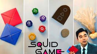 DIY ALL GAMES OF SQUIDGAME season 2 |  How to make paper ddakji, Gongi, flying stone, Jegi