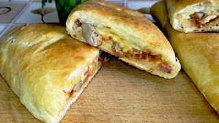 ПИЦЦА КАЛЬЦОНЕ С КОЛБАСОЙ, ГРИБАМИ И СЫРОМ