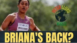 BRIANA WILLIAMS JAMAICA OLYMPIC GOLD MEDALIST WINS HER 100M SEASON OPENER. SO BRIANA'S BACK?