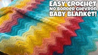 Crochet No Border Chevron Baby Blanket - One Row Repeat - #lionbrandyarn