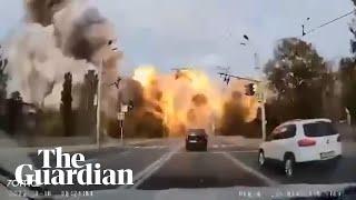 Dashcam video shows moment of missile strike in Dnipro, Ukraine