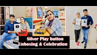 OMG!‍️Finally YouTube silver button agyaa  celebration with Husband#silver #play #button #happy