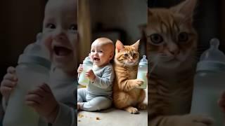 Bottle Buddies: Paws, Giggles, and Milk! #shortsfeed #viralshorts #trendingshorts #shorts