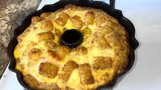 Breakfast Bundt Cake - Ham, Egg & Cheese Casserole Ring with Tater Tots - Holiday Brunch Recipe