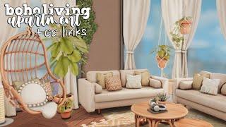 boho living inspired apartment  | the sims 4 apartment renovation | + cc links