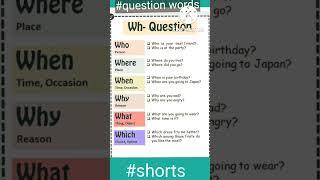 Questions words|Wh questions with examples#Learn English grammar #shorts@Daily English Learning