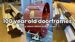 100 year old doorframe turned into a Nowak Jarrah Block Snare Drum (Extended Version)