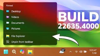 New Windows 11 Build 22635.4000 - New Taskbar Jump Lists, New Widgets Board Design and Fixes (Beta)