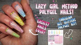 POLYGEL 'LAZY GIRL' METHOD! EASY BEGINNER NAILS | FEAT. TOBEGLAM ALL GLITTERS POLYGEL KIT