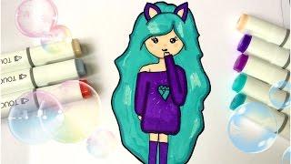 HOW TO DRAW A KAWAII CUTE GIRL TUMBLR STEP BY STEP  КАК РИСОВАТЬ ДЕВОЧКУ КАВАИ