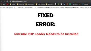 Fixed   Site Error the ionCube PHP Loader Needs to be installed | Wordpress Website Issue [Hindi]