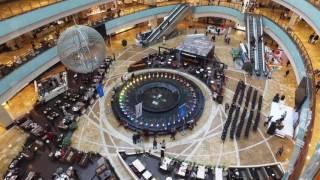 Interior of AFIMALL CITY shopping center in Moscow, Russia. Video stock footage in HD quality