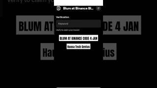 Blum At Binance Code 4 January, 2025| Airdrop Mining