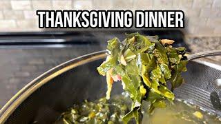 COOKING CHRISTMAS DINNER PART 1 | MAKING COLLARD GREENS, BAKED MAC, ETC  #christmasdinner