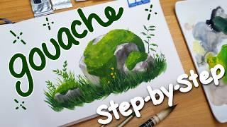 How to paint a mossy rock in gouache  Step-by-step tutorial!