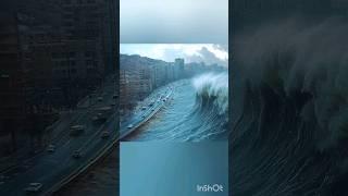 Scary tsunami attack  scene #tsunami #waves #sea #shorts #shortvideo #nature #scary #city #water