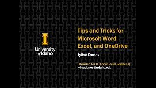 Graduate Student Essentials: Tips and Tricks for Microsoft Word, Excel, and OneDrive