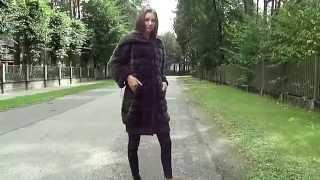 Fur coat mink Saga Royal Furs Italy with knitted collar length 95 cm Brand CG