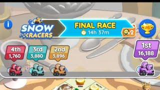 Final Race SNOW RACERS Monopoly Go | I have to do nothing  #monopolygo #snow #racers