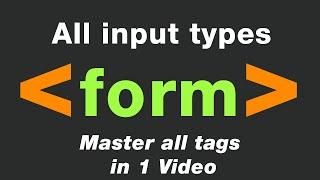 HTML input types | HTML Forms Tutorial | Form tag in HTML with all tags