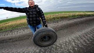 Combine Fires and Tires Falling Off On The Road