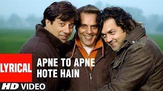 Apne To Apne Hote Hain Title Track Lyrical Video Song | Himesh Reshammiya | Bobby, Sunny, Dharmendra