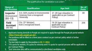 PPSC Update II Result , New Jobs , Punjab Safe City jobs and Inspector, Field Assistant Environment