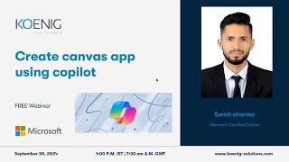 Learn to Build a canvas app with Copilot in Power Apps online | Koenig Solutions