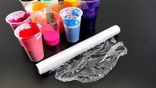 How to paint an abstract picture with cling film