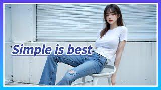 [4K AI] 흰티, 청바지 룩북 (Simple is best(white tee, jeans) lookbook) #ai룩북 #ailookbook